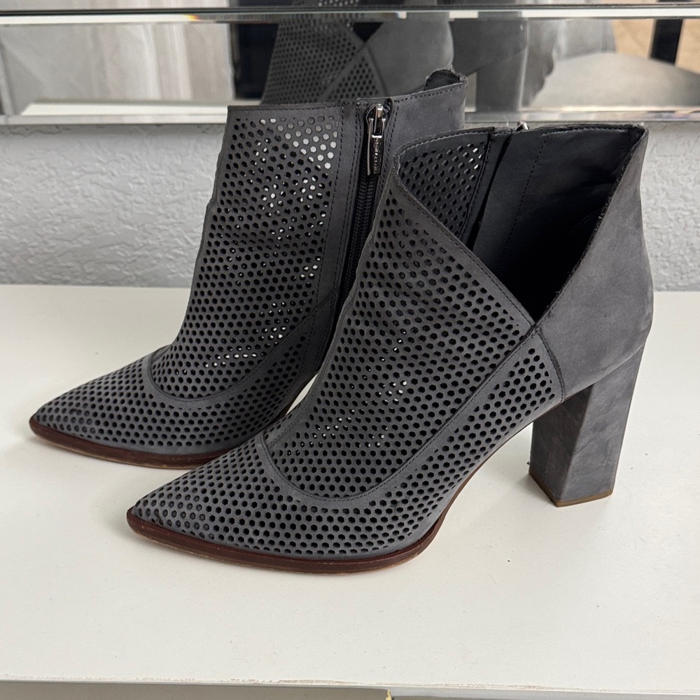 Vince Camuto Charcoal Perforated Heeled Boots